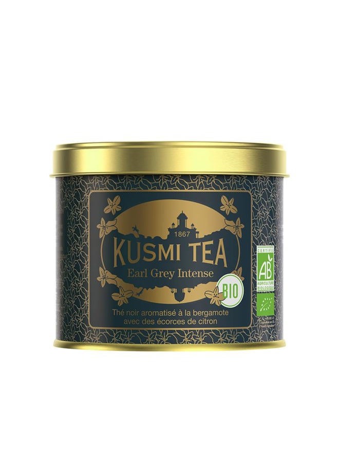 KUSMI TEA شاي كوسمي - إيرل غراي إنتنس - شاي أسود عضوي بنكهة البرغموت مع قشر الليمون - علبة معدنية 100 جرام - تكفي لحوالي 50 كوب - Image 1
