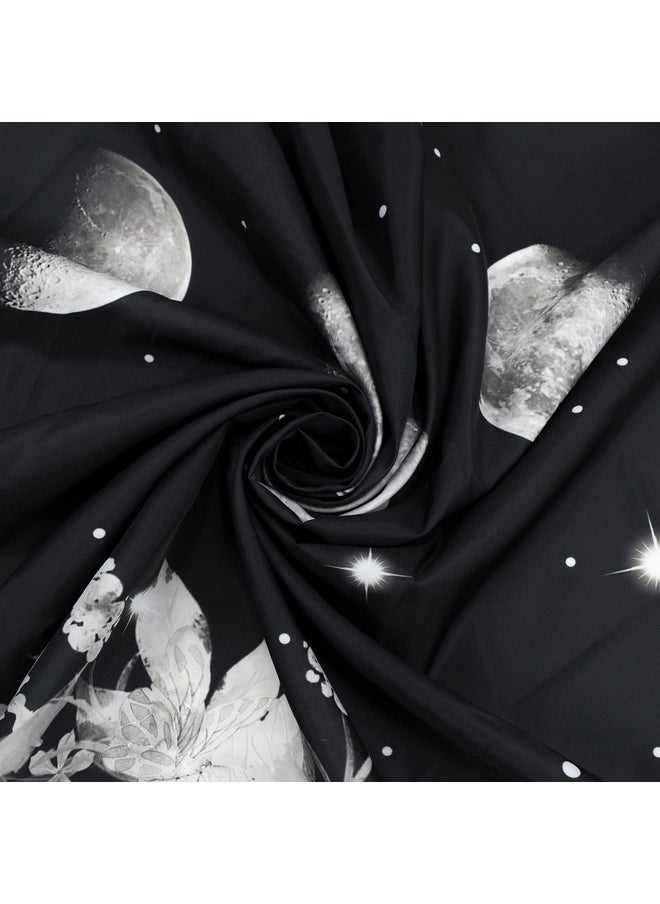 LB Moon Phase Floral Tapestry Black And White Moon Phase With Flowers In Space Tapestry For Bedroom Bright Stars Tapestry For Bedroom Wall Art For Living Room Dorm Home Decor 80 X 60 Inches  - Image 5