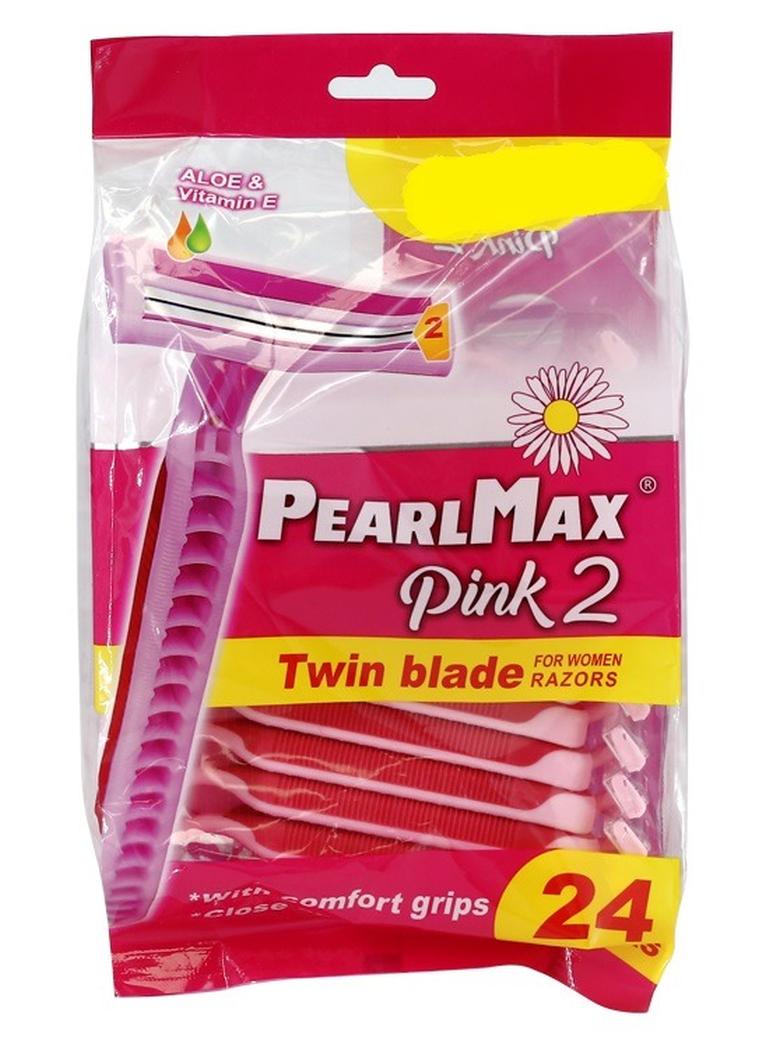PEARLMAX Pearl Max Pink 2 Twin blade Disposable shaving Razors for Women Comfort grip Smooth Shave Reduce Irritation Better Precision-24 Pieces - Image 1