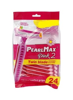 PEARLMAX Pearl Max Pink 2 Twin blade Disposable shaving Razors for Women Comfort grip Smooth Shave Reduce Irritation Better Precision-24 Pieces  - Image 1