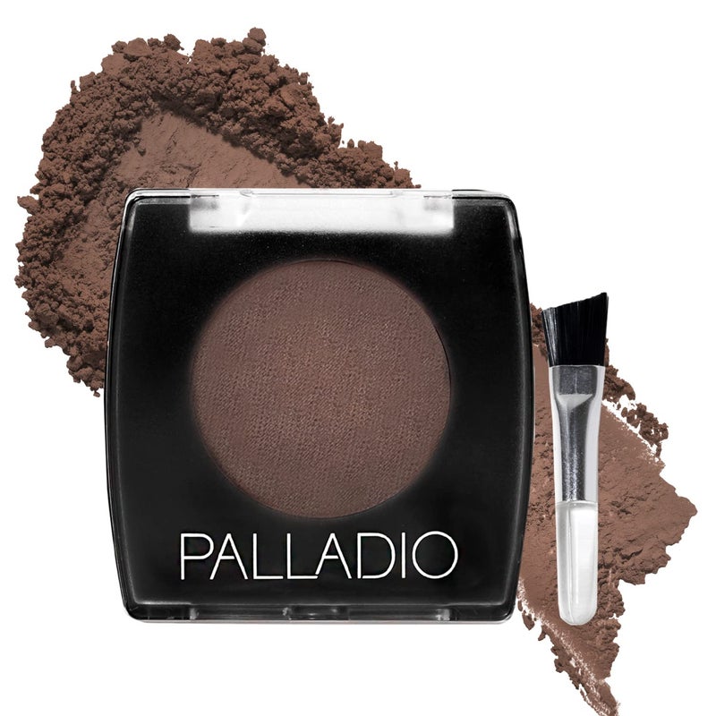 Palladio Brow Powder for Eyebrows, Soft and Natural Eyebrow Powder with Jojoba Oil & Shea Butter, Helps Enhance & Define Brows, Compact Size for Purse or Travel, Includes Applicator Brush, Dark Brown - Image 1