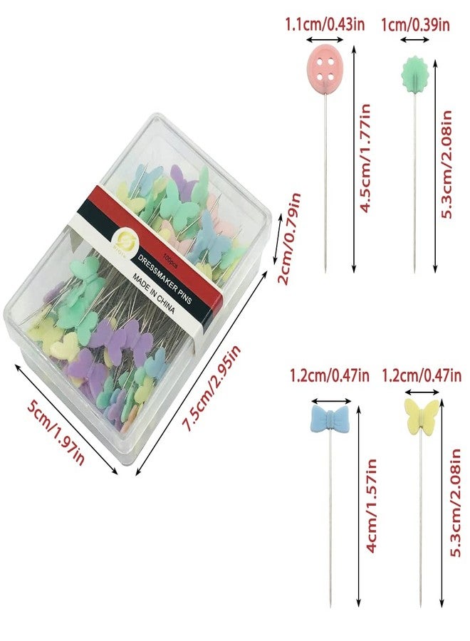 findTop 400 pcs Sewing Pins Flat Head Straight Pins, findTop Bow Shape, Tooth Shape, Button, Bow Shape, Used for Manual Sewing, Patchwork Fixing and DIY Decoration - Image 2