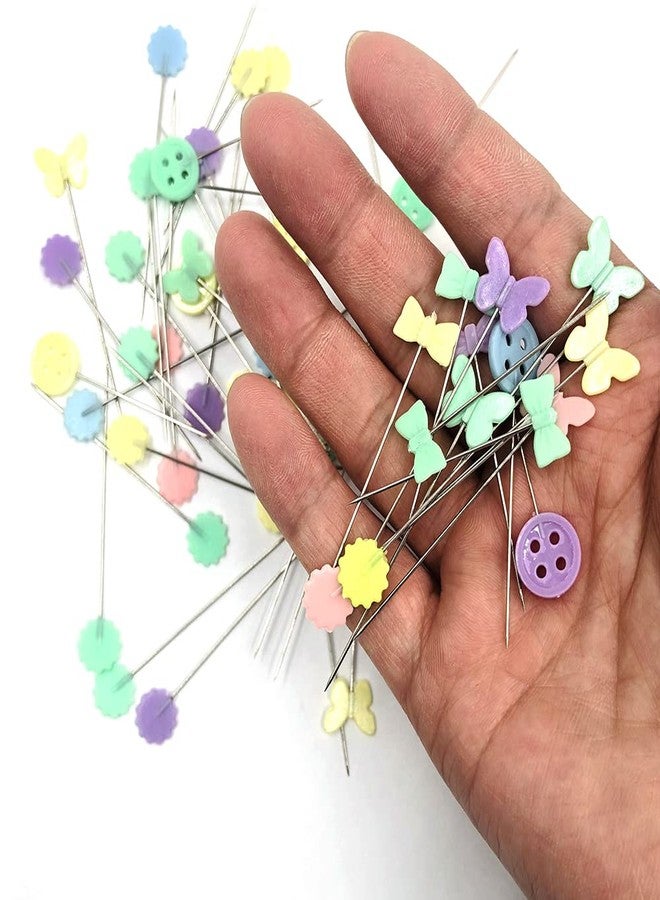 findTop 400 pcs Sewing Pins Flat Head Straight Pins, findTop Bow Shape, Tooth Shape, Button, Bow Shape, Used for Manual Sewing, Patchwork Fixing and DIY Decoration - Image 3
