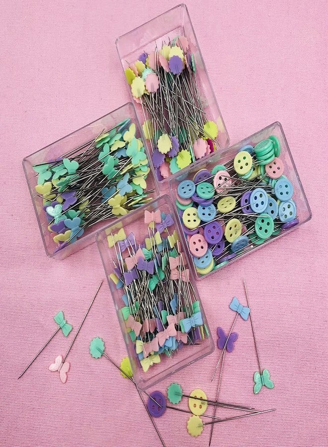 findTop 400 pcs Sewing Pins Flat Head Straight Pins, findTop Bow Shape, Tooth Shape, Button, Bow Shape, Used for Manual Sewing, Patchwork Fixing and DIY Decoration - Image 4