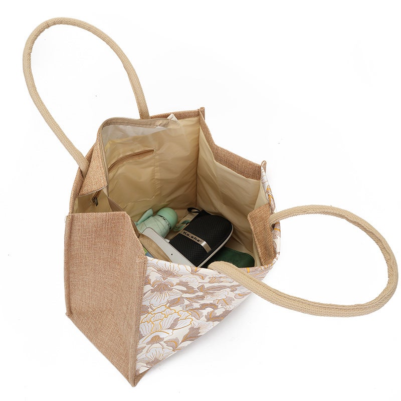 New Canvas Tote Bag Women'S Vintage Elegant Buckle Handbag Large Commuter Shopping Bag Travel Bag - Image 3