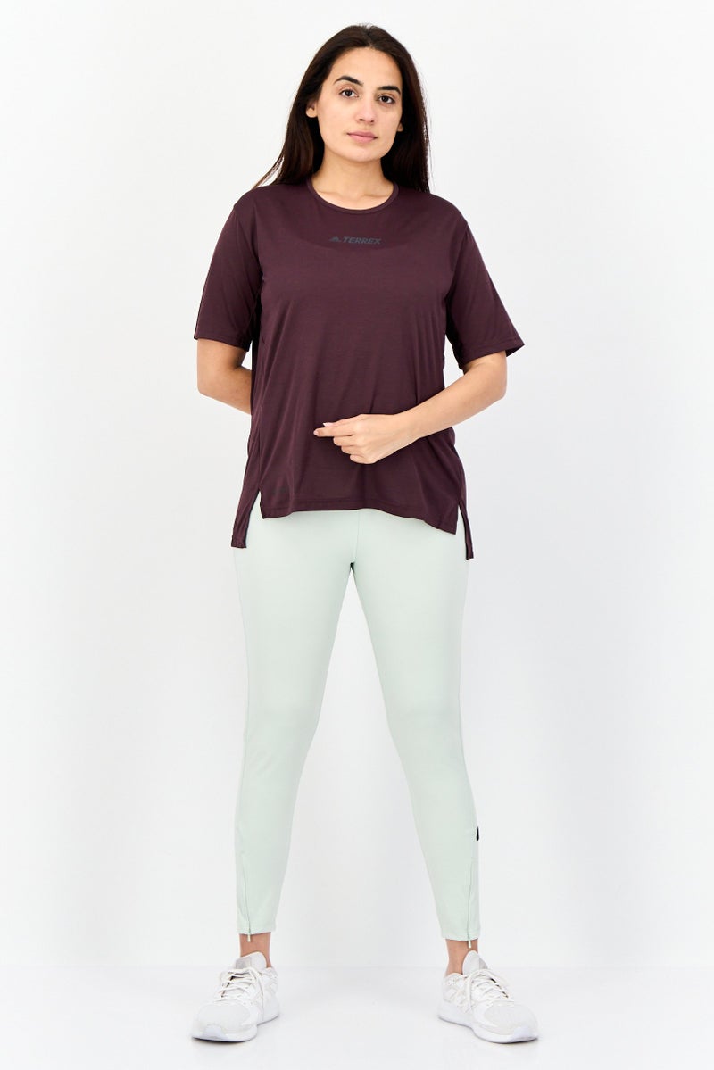 Adidas Women Sportswear Fit Short Sleeve Outdoor Top, Mauve  - Image 4