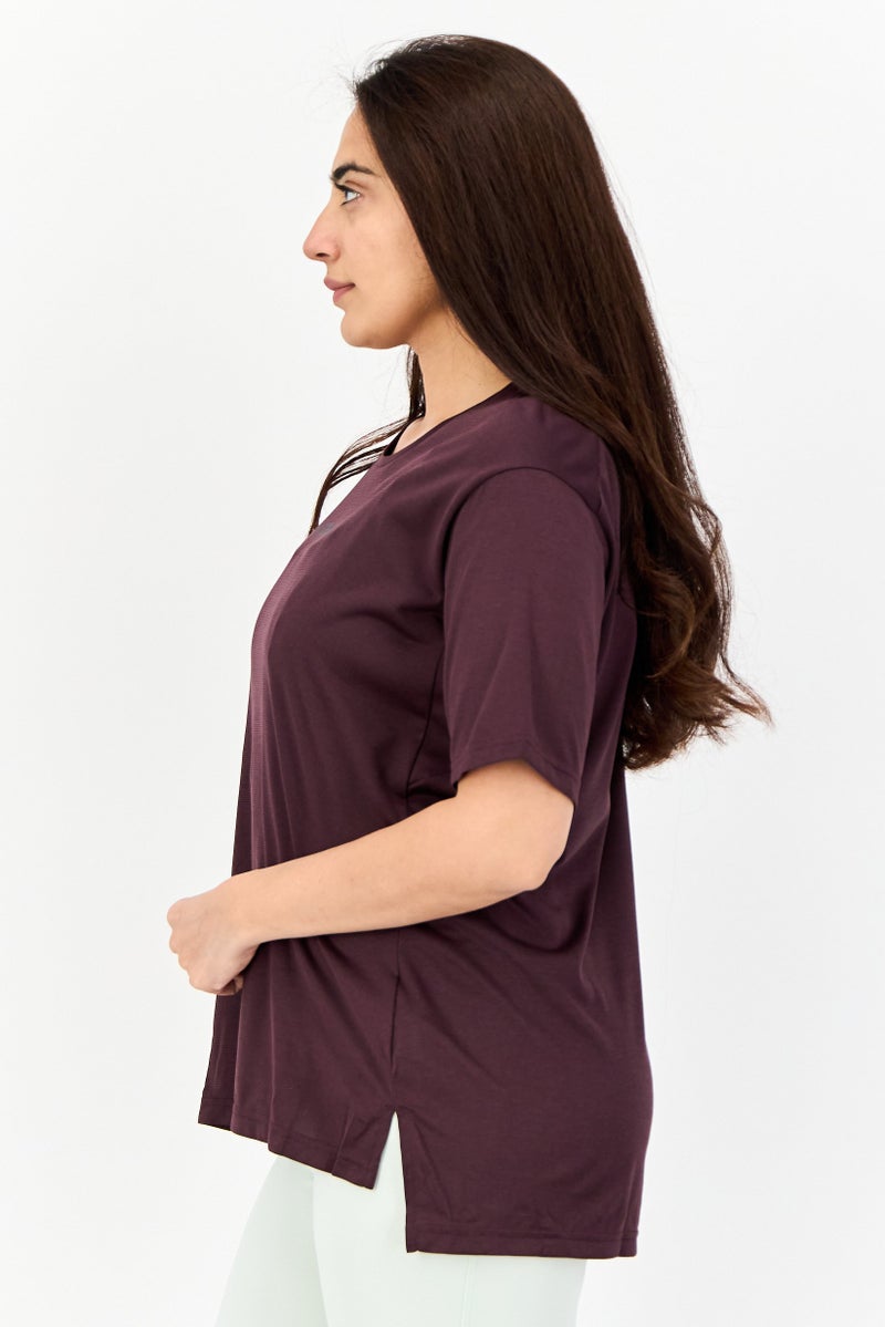 Adidas Women Sportswear Fit Short Sleeve Outdoor Top, Mauve  - Image 3