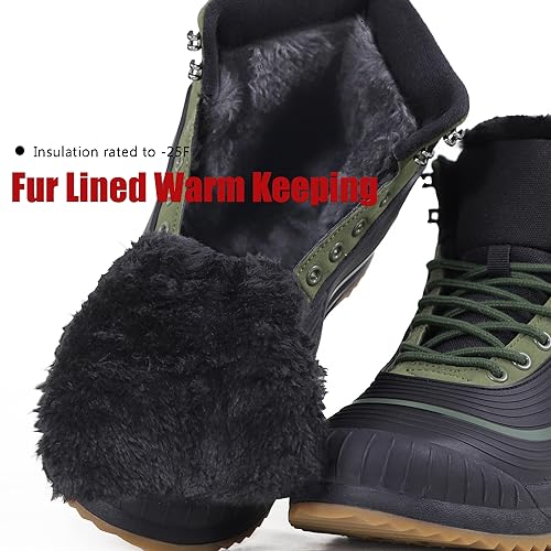 ulogu Snow Boots men Waterproof Insulated Green Duck Boots Fur Lined Warm Ankle Booties Lightweight Comfortable Winter Walking Shoes Zapatos Botas Invierno Para hombres - Image 4