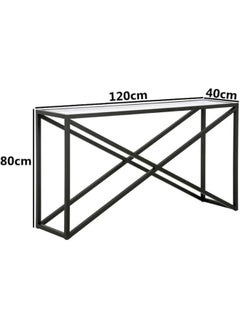 YINZUO YINZUO Modern Glass Console Table with Metal Frame, Black or Gold Finish, Available in Two Sizes – Clear Tempered Glass Top for Living Room, Entryway, Hallway, Office Décor (Matt Black, 120 cm)  - Image 2