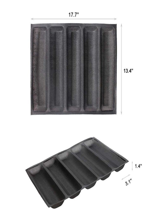 FETESUR Silicone Perforated Baking Forms Sandwich Mold French Baguette Bread Pan Food Mat 5 Loaf Non-Stick Baking Liners - Image 2