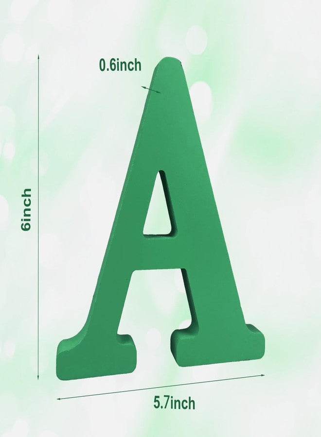 AOCEAN 6 Inch Green Wood Letters Unfinished Wood Letters for Wall Decor Decorative Standing Letters Slices Sign Board Decoration for Craft Home Party Projects (A) - Image 2