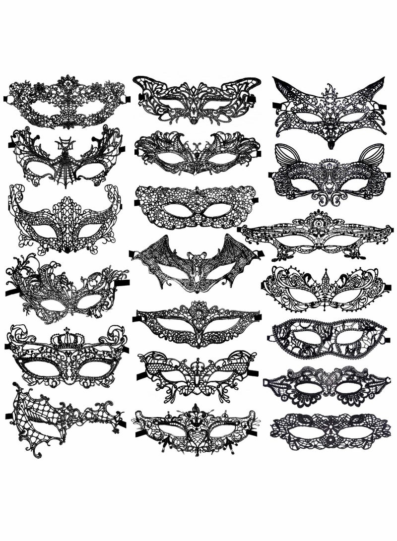 Masquerade Masks Bulk Lace Mask, 20 Pieces Women Black Venetian Mask for Party Ball - Image 1