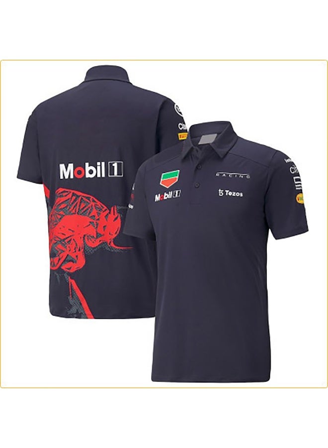 Red Bull Racing Official Polo Shirt, Navy Blue and Red Racing Elements size L