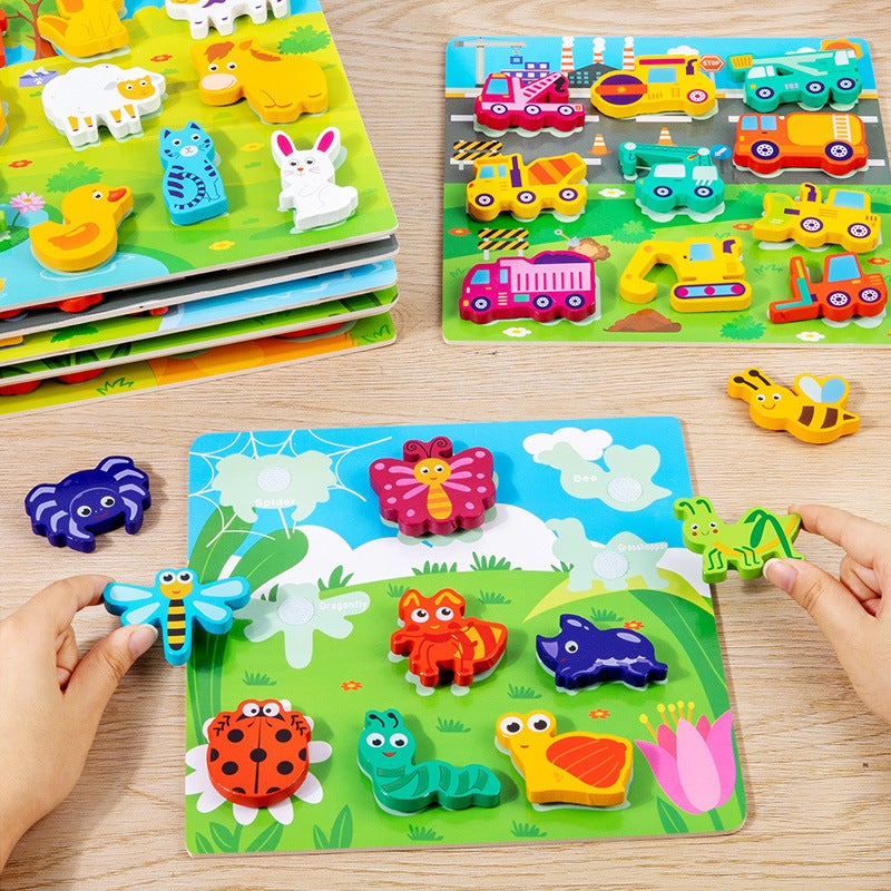 Hook And Loop Three-Dimensional Tearing Puzzle Wooden Large Particle Matching Building Blocks Children'S Early Education Puzzle Puzzle Toy - Image 3