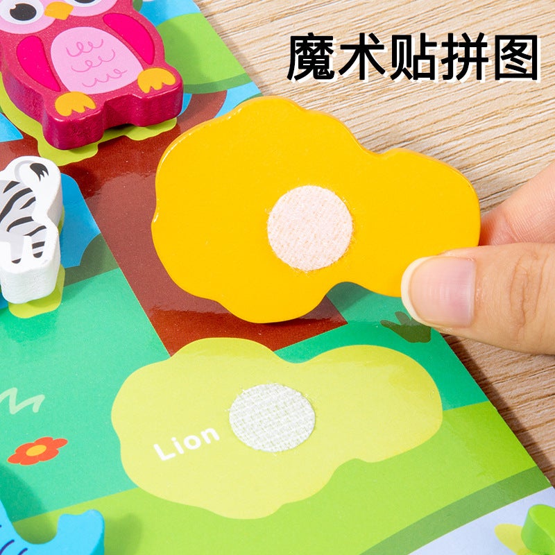 Hook And Loop Three-Dimensional Tearing Puzzle Wooden Large Particle Matching Building Blocks Children'S Early Education Puzzle Puzzle Toy - Image 5
