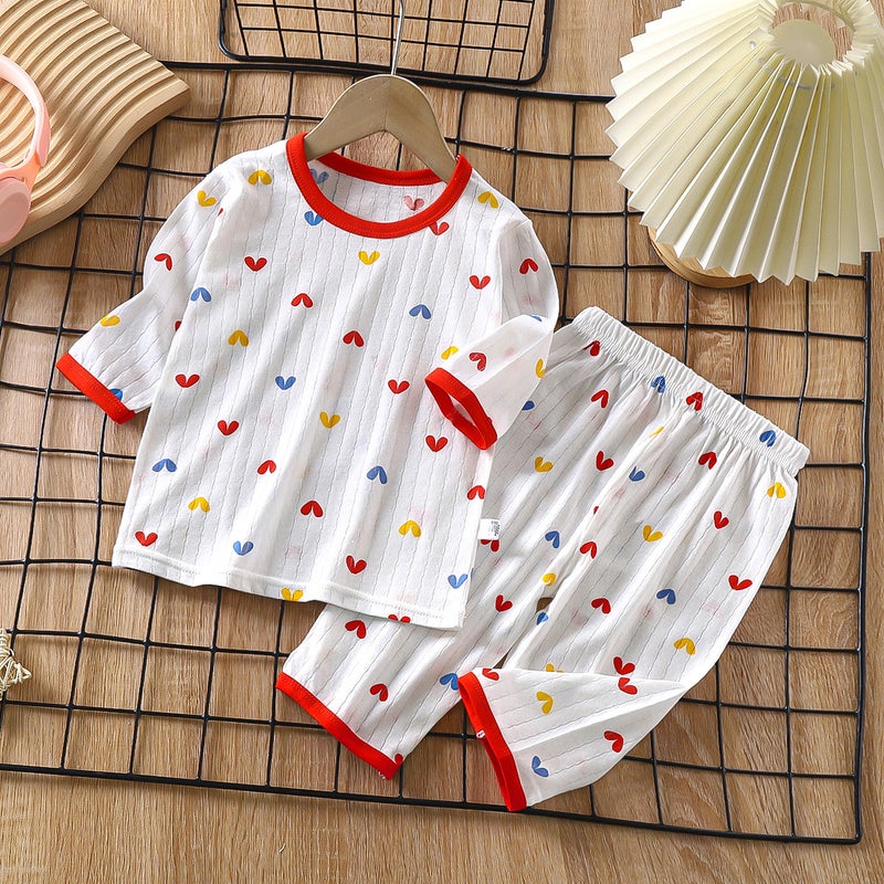 Children's Home Clothes suit Pure Cotton Summer New Boys' Clothes Girls' Summer Pajamas Thin Air-conditioning Clothes Children's Clothing - Image 1
