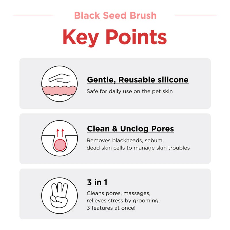 JAYU PET Black Seed Brush - Cat Grooming Brush for Chin Acne & Blackhead Exfoliation, Double-sided (1PCS) - Image 3