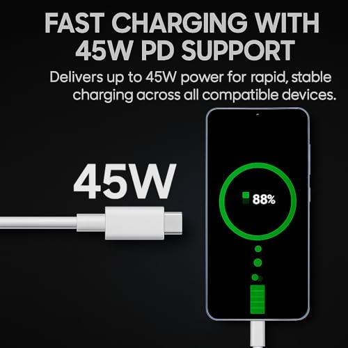 TOPGO 25W Original Type C to C 3.3 FT Fast Charging USB C Cable High-Speed & Data Transfer Compatible with Samsung Galaxy M15,F15,A15,A14,M14,F14,M34,F34,A34,A54,S21 Fe 5G,S22,S23 Type-C Cord,White - Image 4
