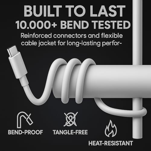 TOPGO 25W Original Type C to C 3.3 FT Fast Charging USB C Cable High-Speed & Data Transfer Compatible with Samsung Galaxy M15,F15,A15,A14,M14,F14,M34,F34,A34,A54,S21 Fe 5G,S22,S23 Type-C Cord,White - Image 5