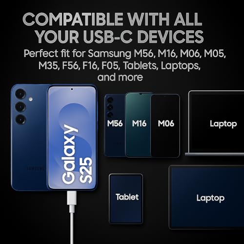 TOPGO 25W Original Type C to C 3.3 FT Fast Charging USB C Cable High-Speed & Data Transfer Compatible with Samsung Galaxy M15,F15,A15,A14,M14,F14,M34,F34,A34,A54,S21 Fe 5G,S22,S23 Type-C Cord,White - Image 2