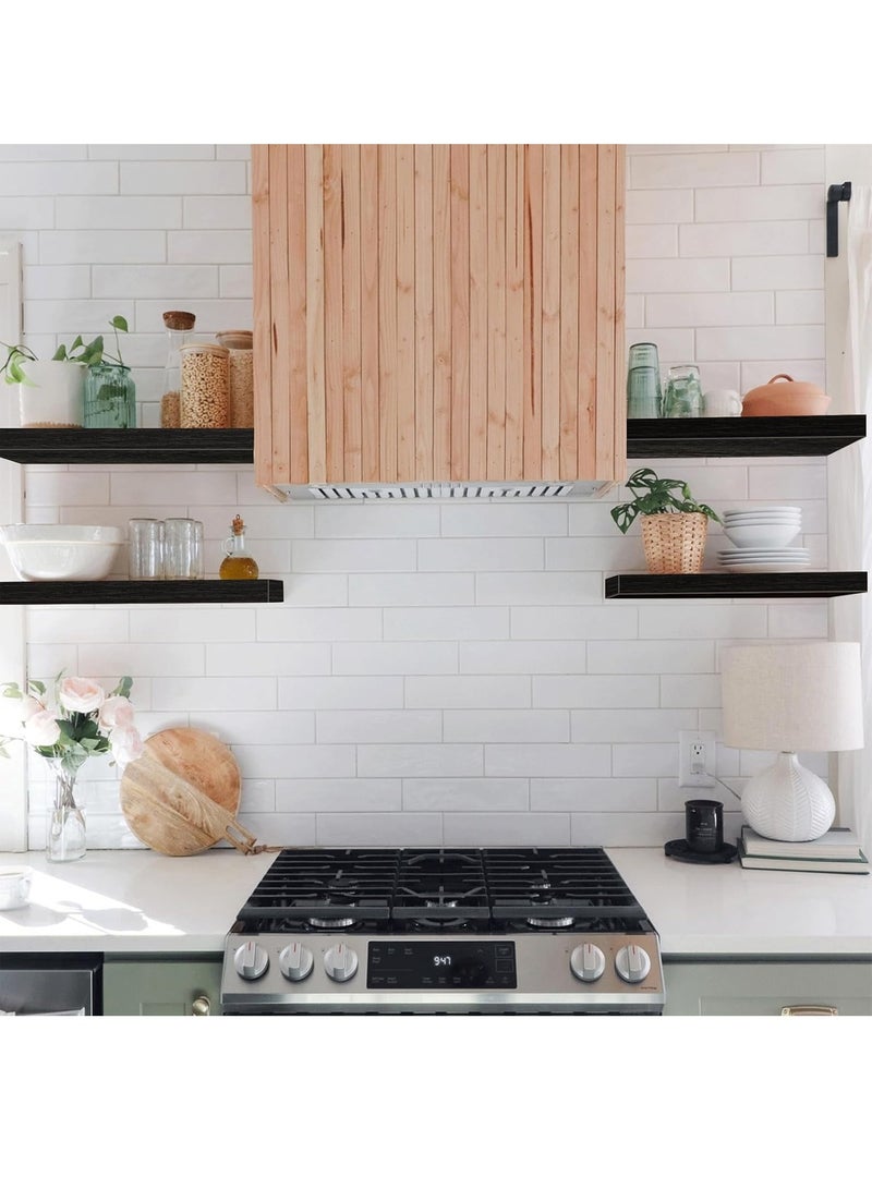 40CM Floating Shelves, Rustic Wood Finish Wall Shelves Set of 4, Shelves for Wall Decor, with Invisible Brackets for Bathroom, Living Room,Bedroom and Kitchen(Black) - Image 3