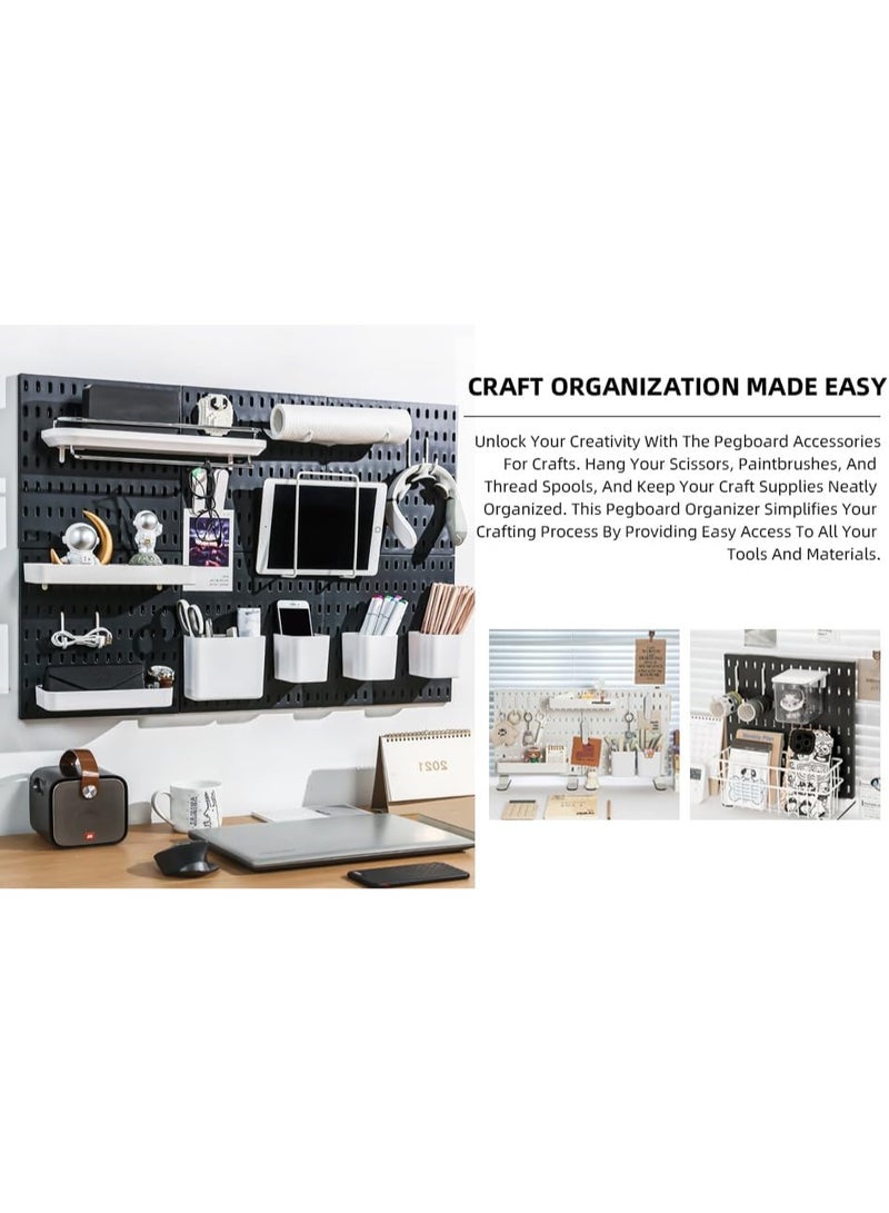 روعة 4 قطع من مجموعة أدوات تنظيم الجدران ذات الألواح المثقوبة البيضاء رفوف حائطية للتخزين ورفوف عرض قابلة للتعليق على الحائط لتنظيم الجدران ألواح مثقوبة للتعليق DIY للديكور المنزلي والمكتبي أدوات تنظيم الجدران للمكتب المنزلي - Image 4