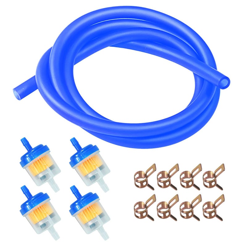 HOOUP Dirt Bike Gas Fuel Line Hose Fuel Filter for 50cc 110cc 125cc TaoTao Coolster Apollo GY6 Motorcycle Pit Bike Motocross Pocket Bike Chinese Atv Four Wheeler Moped Scooter Quad Go Kart Parts Blue - Image 1