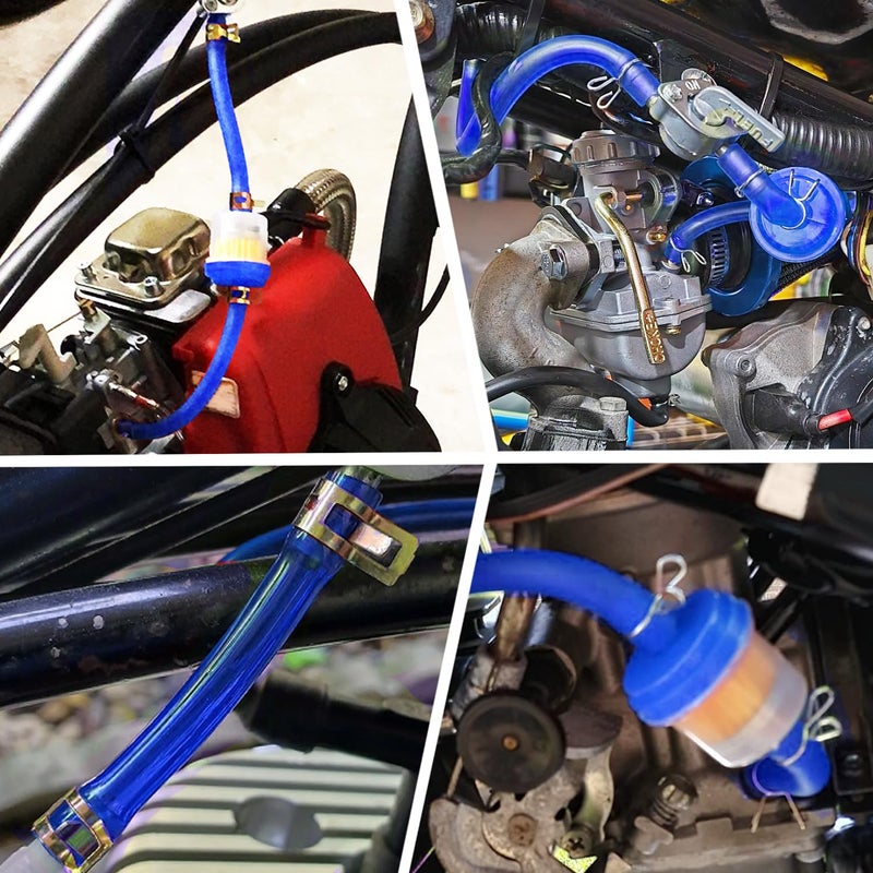 HOOUP Dirt Bike Gas Fuel Line Hose Fuel Filter for 50cc 110cc 125cc TaoTao Coolster Apollo GY6 Motorcycle Pit Bike Motocross Pocket Bike Chinese Atv Four Wheeler Moped Scooter Quad Go Kart Parts Blue - Image 3