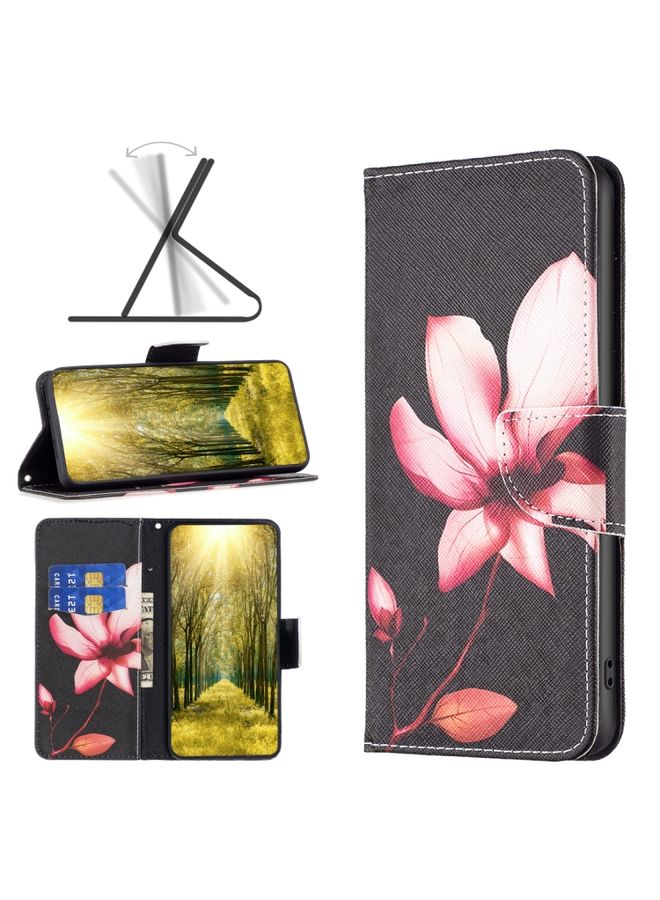 HuHa Case Cover For Xiaomi Poco F5 5G / Redmi Note 12 Turbo Colored Drawing Pattern Leather Phone Case Lotus 