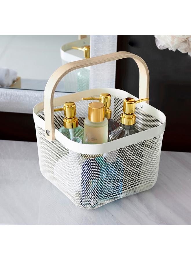 هوم بوكس سلة تخزين بمقبض خشبي - 25x25x17 سم - Image 2