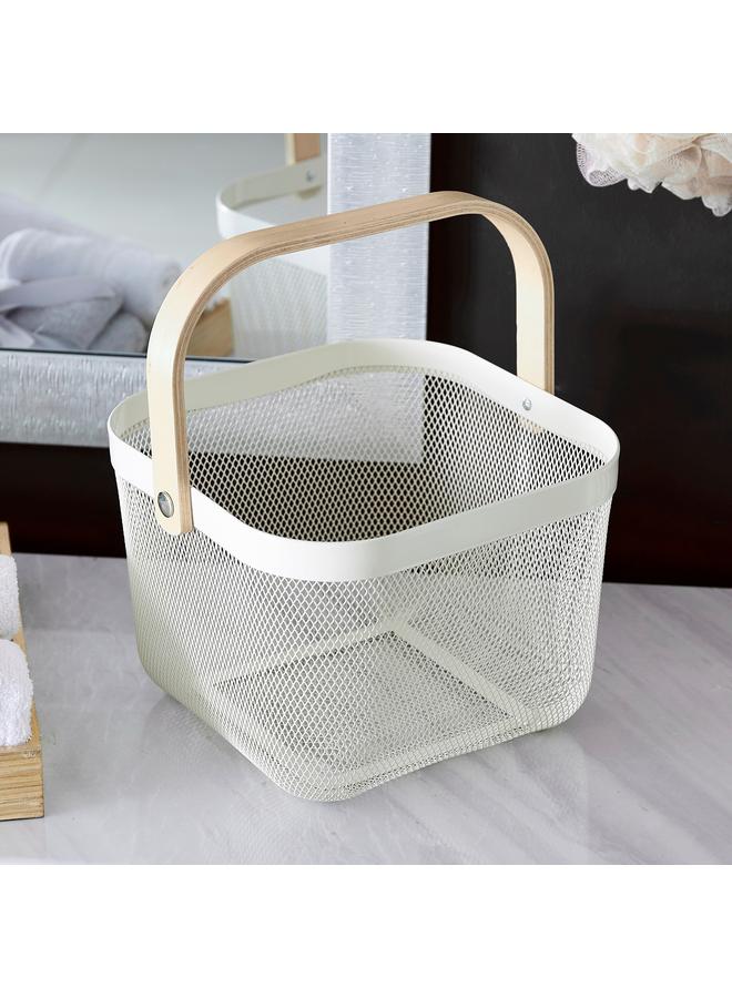 هوم بوكس سلة تخزين بمقبض خشبي - 25x25x17 سم - Image 1
