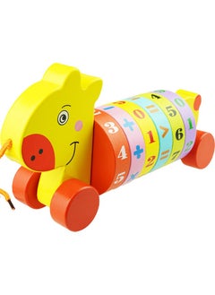 BAYBEE 2 In 1 Wooden Pull Along Toy For Toddlers With Arithmetic, Educational Pull/Push Arithmetic Toy With Numbers, Addition, Subtraction Learning Activity Montessori Push Toy For Boys, Girls 1+Years  - Image 2