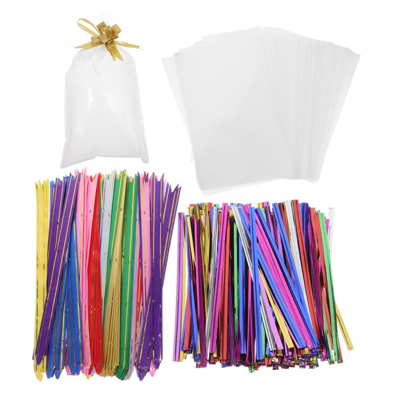 400pcs Cellophane Treat Bags 15x25cm With Pull Bows And Metal Ties For Candy Cookie Party Favor Wrapping - Image 2