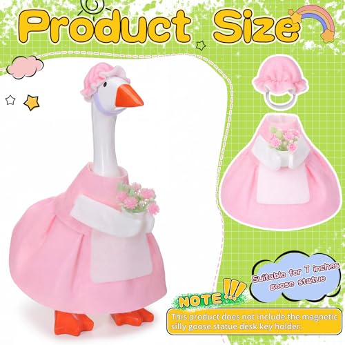 Gilprop Mini Desk Goose Outfit 7 Inch Magnetic Desk Goose Statue Clothes Accessories Felt Clothing for Duck Key Holder Table Decor Spring Holiday Home Garden Classroom Office 1 PcsMiss Gardener - Image 5