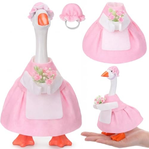 Gilprop Mini Desk Goose Outfit 7 Inch Magnetic Desk Goose Statue Clothes Accessories Felt Clothing for Duck Key Holder Table Decor Spring Holiday Home Garden Classroom Office 1 PcsMiss Gardener - Image 1
