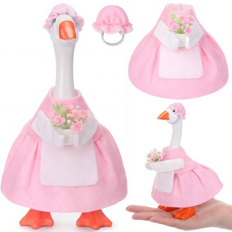 Gilprop Mini Desk Goose Outfit 7 Inch Magnetic Desk Goose Statue Clothes Accessories Felt Clothing for Duck Key Holder Table Decor Spring Holiday Home Garden Classroom Office 1 PcsMiss Gardener - Image 3