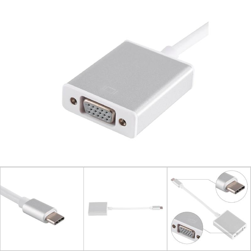 USB 3.1 Type C VGA Video Adapter: Silver Aluminum Case - Plug & Play Portable Converter Cable for Travel, Laptop, VGA Projector and Display Monitor - Image 2