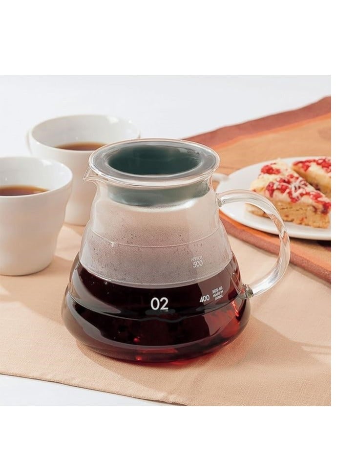 RANK V60 Coffee Server Heat Resistant Glass Pot Pour Over Coffee Tea Server Kettle Coffee Maker Clear 600ml - Image 2