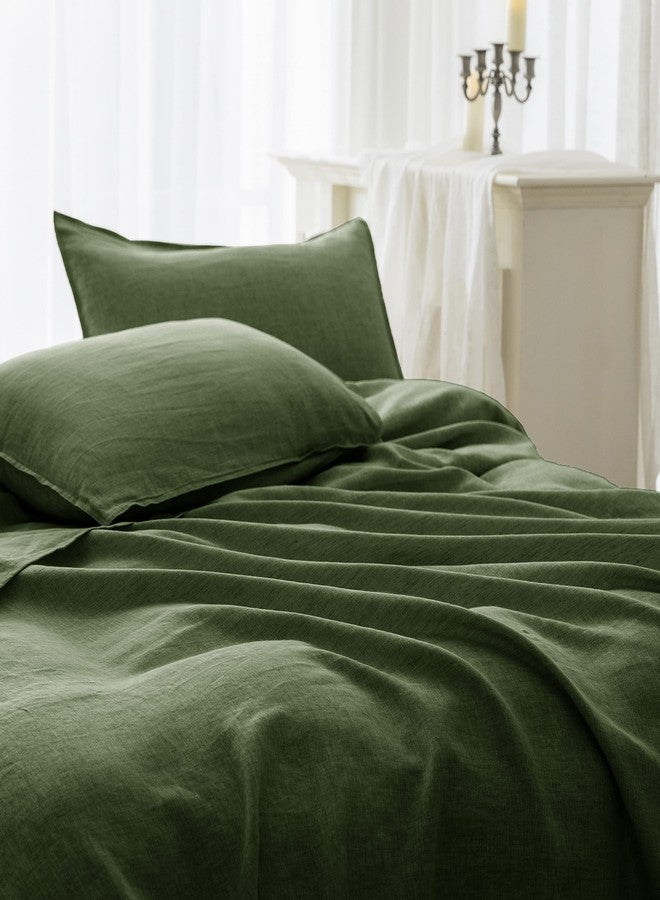 EVERLY 100% Linen Pillowcases Set of 2, Envelope Overlap Closure French Natural Washed Flax Pillowcases 20x26 inches-Mossy Green - Image 5