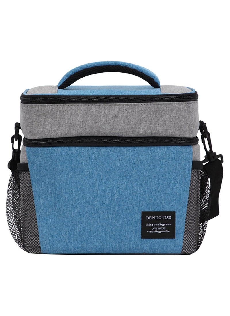 TOMSHOO Insulated Lunch Bag with Adjustable Shoulder Strap,8L Dual Zippers Wide Open Lunch Tote Bag,Leakproof Cooler & Warmer Thermal Lunch Bags - for Office Camping Hiking School Picnic Beach (Blue)  - Image 1
