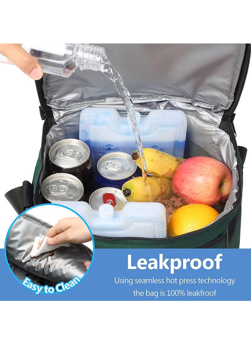 TOMSHOO Insulated Lunch Bag with Adjustable Shoulder Strap,8L Dual Zippers Wide Open Lunch Tote Bag,Leakproof Cooler & Warmer Thermal Lunch Bags - for Office Camping Hiking School Picnic Beach (Blue)  - Image 2