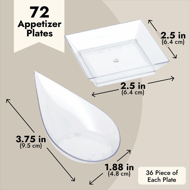 Juvale Mini Appetizer Plates and Tear Drop Spoons for Weddings (Clear  72 Pieces) - Image 4