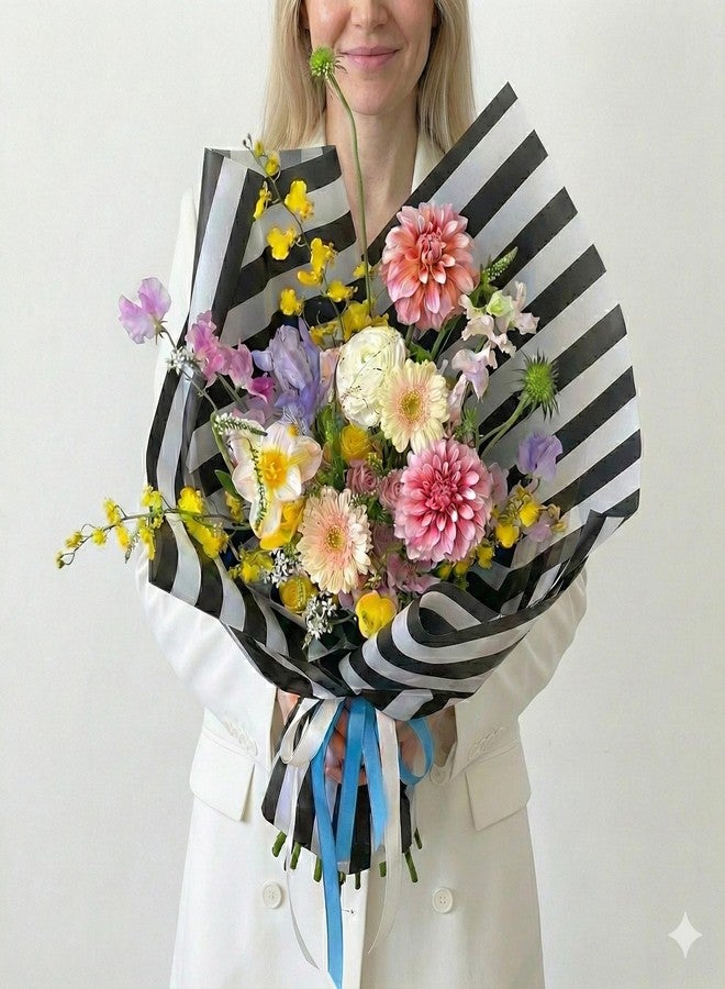 BBJ WRAPS Flower Wrapping Paper Floral Bouquet Wraps for Florist Supplies, 20 Sheets 23.6x23.6 Inch (Black) - Image 2