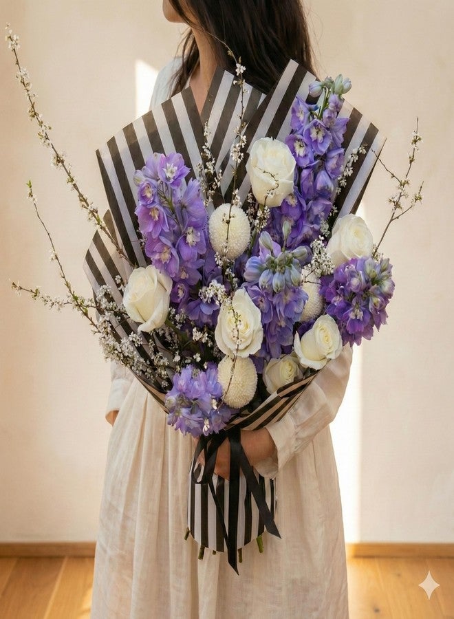 BBJ WRAPS Flower Wrapping Paper Floral Bouquet Wraps for Florist Supplies, 20 Sheets 23.6x23.6 Inch (Black) - Image 3