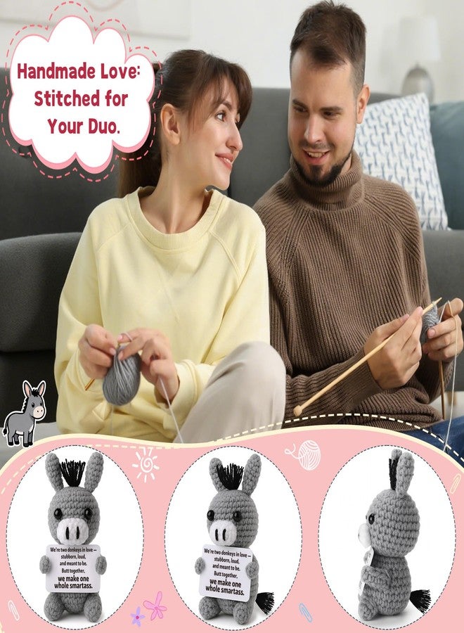 Frabaca Funny Small Donkey in Love Plush - Relationship Gift for Her Him Wife Husband Girlfriend Boyfriend - Crochet Decor for Couples, Anniversary, Wedding, Valentine’s, Christmas White Elephant - Image 3