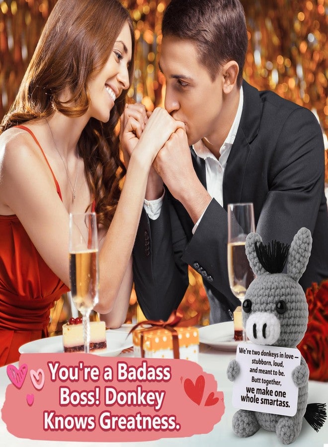 Frabaca Funny Small Donkey in Love Plush - Relationship Gift for Her Him Wife Husband Girlfriend Boyfriend - Crochet Decor for Couples, Anniversary, Wedding, Valentine’s, Christmas White Elephant - Image 2
