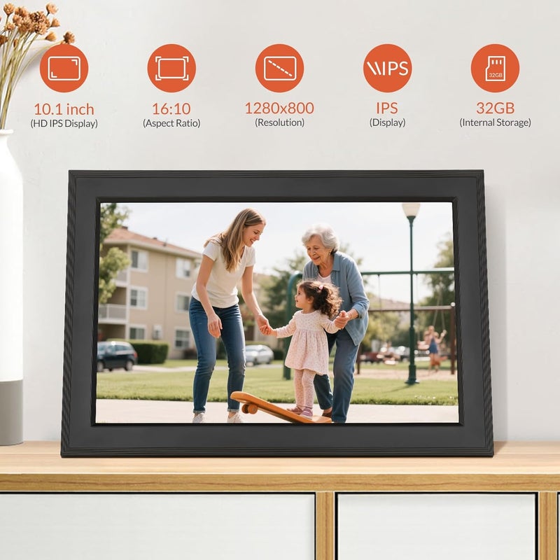 mafiti Bestrip Digital Photo Frame,10.1 Inch Frameo WiFi Electronic Picture Frame,1280x800 HD IPS Touch Screen,32GB Memory,Auto-Rotation,Share Photos &Videos,Birthday Gifts for Women/Men - Image 2