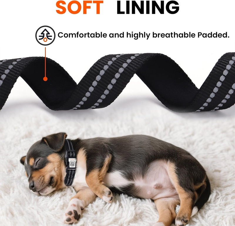 ILFINDYOU Reflective Dog Collar with QR Code Tag, Personalized Dog Collar, Safety Night Visibility, Anti-Loss Function (Black, Small) - Image 3