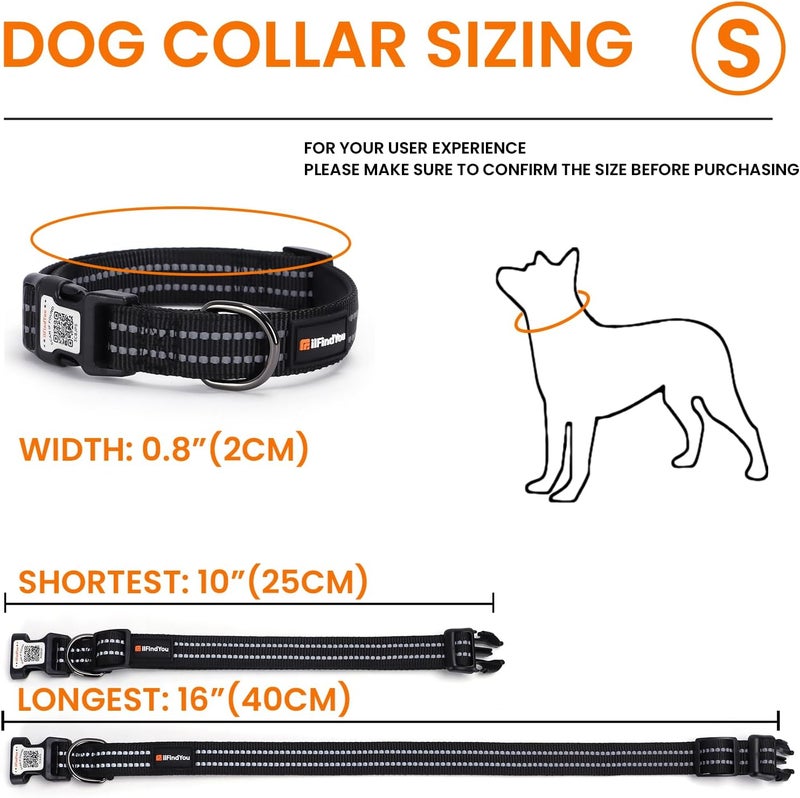 ILFINDYOU Reflective Dog Collar with QR Code Tag, Personalized Dog Collar, Safety Night Visibility, Anti-Loss Function (Black, Small) - Image 4