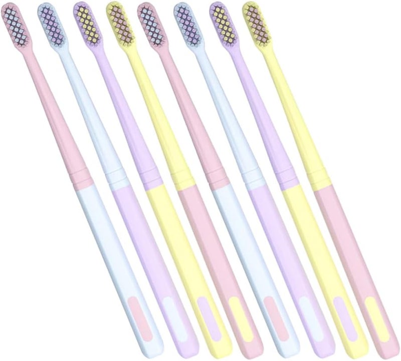 8 قطع فرشاة أسنان سفر ذات شعيرات ناعمة رأس صغير للبالغين، عناية فموية محمولة - Image 2